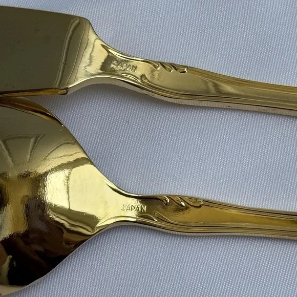 Reed & Barton Ultra Select Gold Plate Serving Spoon Butter Knife Set Japan - Picture 5 of 11
